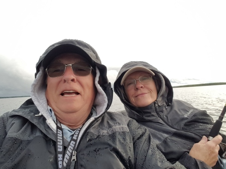 Our 55th Anniversary - fishing in the rain.