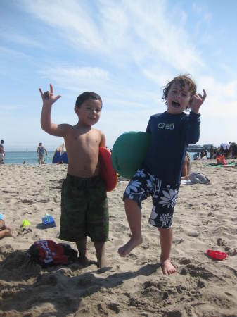 My grandson Luca on the right hanging out in Santa Cruz
