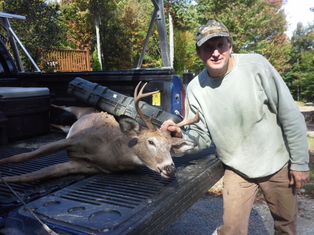 7 pointer with the bow at camp