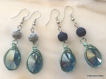 Crystal & Lava Rock Earrings