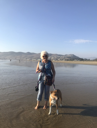 Grover Beach with my daughters dog Sister