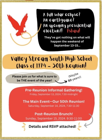Valley Stream South High School 50th Reunion!