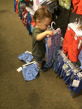 Holden shopping for new shorts!