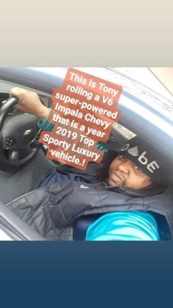 The year 2019 Chevy Impala automobile for Tony