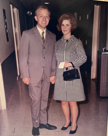 “Going Away”outfits on wedding day, 5/25/68