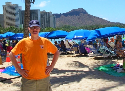 Tom at Waikiki Beach in 2007