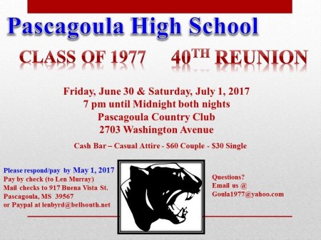 pascagoula school reunion reunions 1977 class classmates