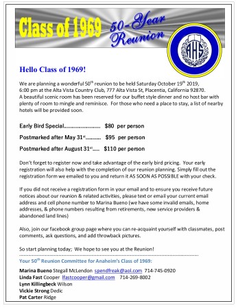 50th Reunion Flyer