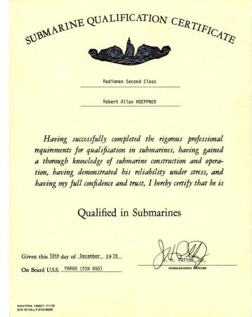 Submarine Qualification Certificate