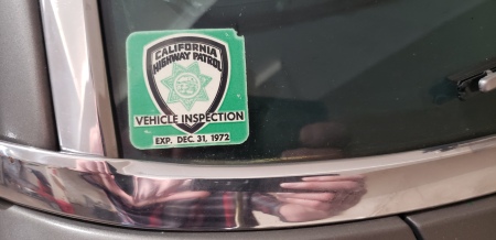 1972 CHP Vehicle Inspection Sticker