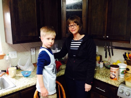 Grandma making cookies with Evan