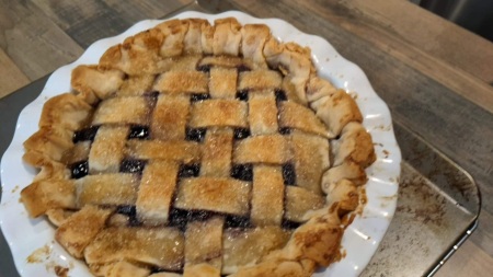 Hahahaha, first lattice Blueberry pie