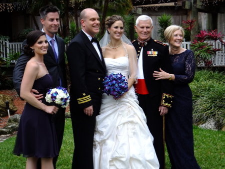 Fr left: Rachel (son's fiancee), Ryan (son), Drew (son-in-law), Lisa, Dad, Donna (wife)