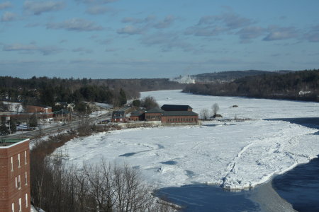 Penobscot river showing former Bangor dam.