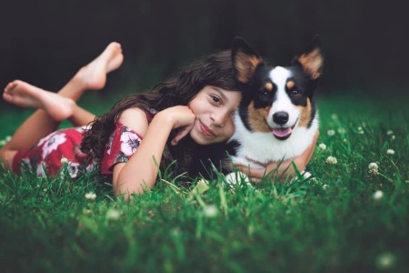 My granddaughter and grand dog 