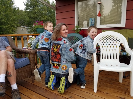 Me and my grandsons in our rock band jackets