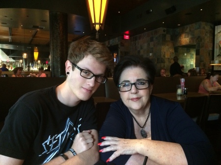 My grandson and I at dinner hanging out!