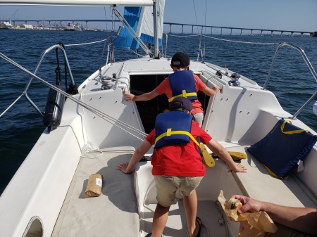 Sailing San Diego Bay with son and grandsons