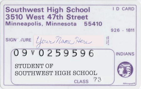 Southwest High School 1973 Student ID