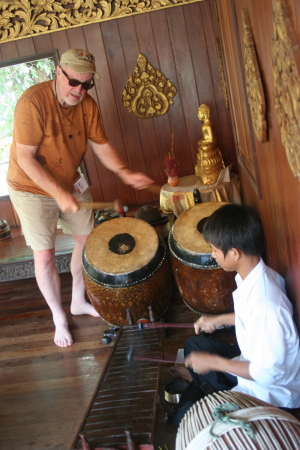 playing drums in Cambodia 2008