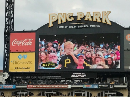 Grandson Eli on Pirate’s Jumbo tron