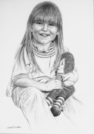Pencil portrait of my daughter at age 3