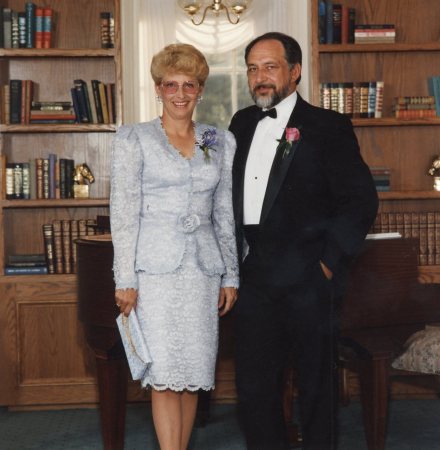 With wife Sue at son's wedding in 1988
