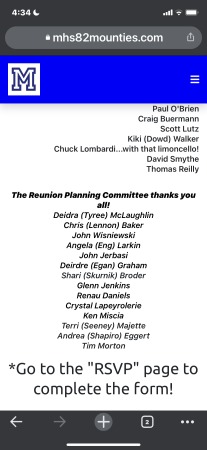 Thanks from the Reunion Committee