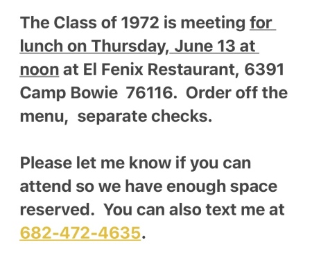 Class of 1972 Lunch Gathering