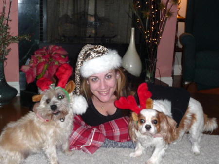 Heather & our pooches Christmas 2011