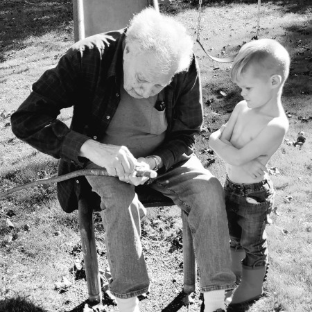 Carving a simple face for G-Grandson River