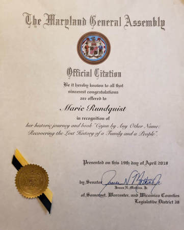 Maryland General Assembly Official Citation