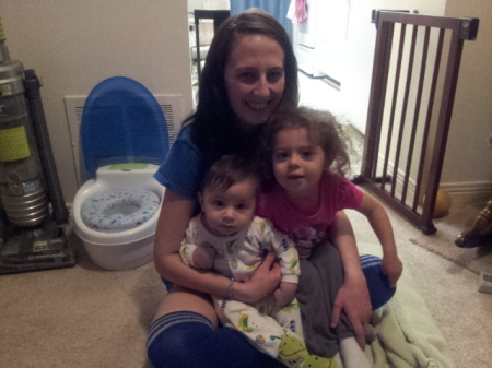 Sarah (daughter) with my two grandchildren
