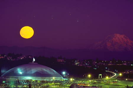 Moon over the Tacoma Dome