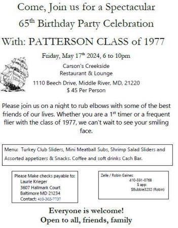 Patterson HS: Class of 77', 65th Birthday Celebration 