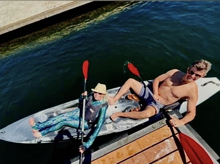 Kayaking in Lake Como with my son. 