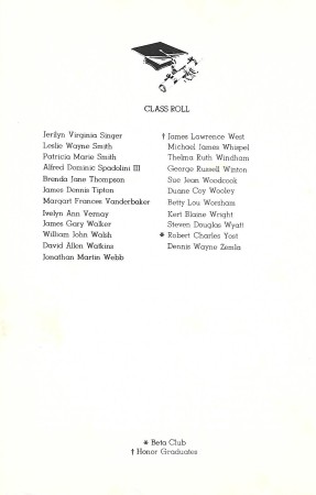 1968 Class Roll