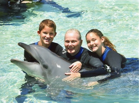 Dolphins with grandkids Cole and Syd
