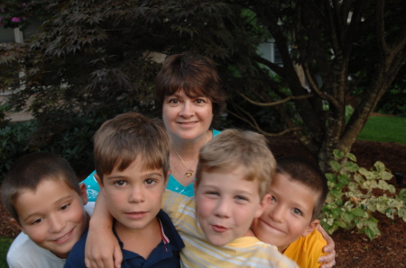 Sandie and our 4 grandsons around 2010