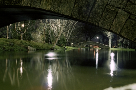 Doty Park bridges at night