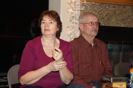 bill with daughter at my 80th. birthday party