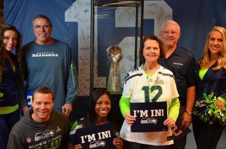 Work group with Lombardi Trophy & Sea Gals