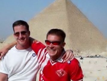 Me with friend at the Great Pyramids of Giza