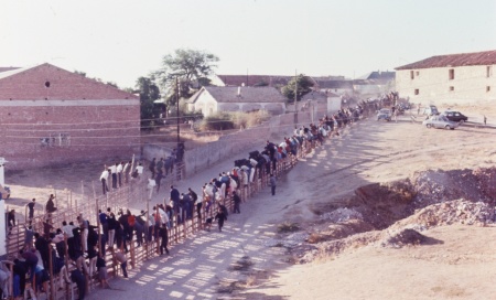 Running of the bulls in Spain