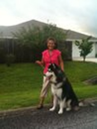 Kim and "Enzo"-our 2 year old Alaskan malamute