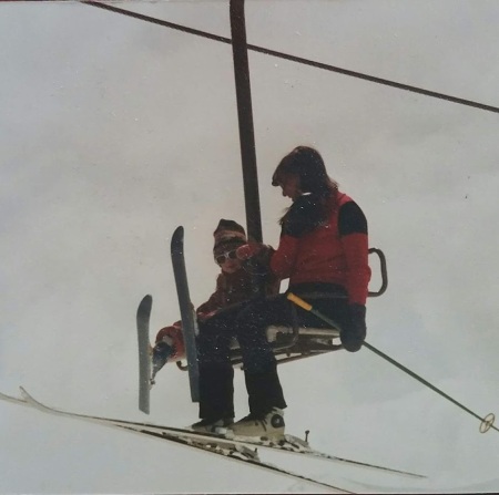 Teaching nephew to ski - a few decades ago!