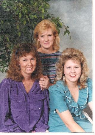 1987 - Jodie (blue dress) with Stacy and mom