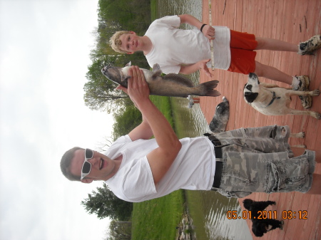 boys fishn at our pond