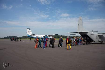 Loading the planes for a record attempt