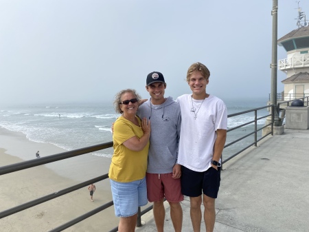 Huntington Beach with two of our 6 grandsons 